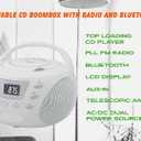 HANNLOMAX HX-332CD Portable CD Boombox, PLL FM Radio, Bluetooth, LCD Display, Aux-in, AC/DC Dual Power Source (White)