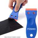 FOSHIO Plastic Razor Blade Scraper Include 2PCS Scraper Tool and 100PCS Blades for Gasket Remover, Labels Decal and Adhesive Remover for Windows and Glass (Blue)