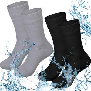 Jeyiour 2 Pairs Waterproof Socks Unisex Waterproof Breathable Outdoor Skiing Hiking Wading Fishing Socks for Men Women (Small)