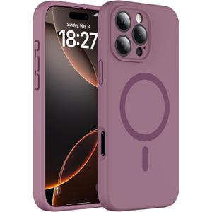 Magnetic for iPhone 16 Pro Case, Compatible with MagSafe, Full Camera Protection, Military-Grade Protection 3.0mm Thicken Silicone Phone Cover for 16 Pro 6.3", Lilac Purple