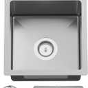 Kitchen And Bar Sink, 15x17 Inch Stainless Steel Drop In Kitchen Sink Modern Single Bowl Topmount Bar Sink Combo-Silicon Mat,Drain Strainer Set Compatibility With Various Kitchen & Bar Style