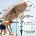AreShark 9FT Patio Umbrella with Fringe, Wind-Resistant Fiberglass 8 Ribs Tassel Outdoor Umbrella with Crank and Push Button Tilt, Double Tier Vent Sun Shade for Pool, Deck, Backyard, Beige