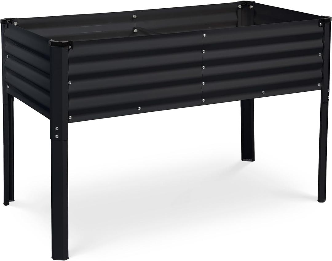 Galvanized Raised Garden Beds Outdoor with Legs // 482431in Elevated Planter Box for Vegetables, Flowers (Black) // Large Metal Garden Bed for Backyard Patio Gardening