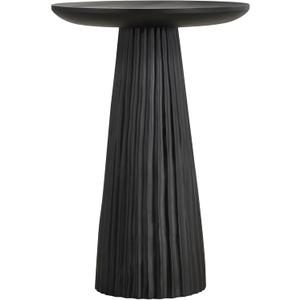 Jai Black Wood Side Table  15.25 Round End Table  Modern Ribbed Accent Table for Living Room, Bedroom, Bedside Storage  Contemporary Mango Wood Small Space Furniture