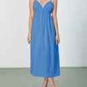 SOLY HUX Women's Summer Dress Backless V Neck Spaghetti Strap Loose Flowy Midi Cami Dresses (Medium)