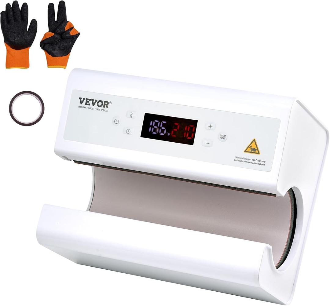 VEVOR Auto Tumbler Heat Press Machine, Mug Heat Press with Temp and Time Setting, Even Heating for 11-30oz Sublimation Tumblers, Mug, Cups (White)