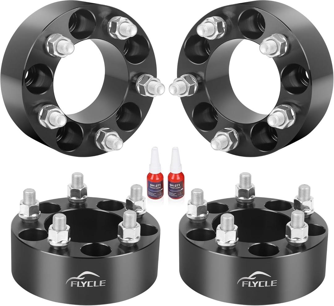 FLYCLE 2 inch 5x4.5 Wheel Spacers for TJ YJ XJ MJ KJ KK ZJ, 5x114.3mm Wheel Spacer for Wrangler Ranger Explorer Mustang Edge 1/2-20 Studs with 82.5mm Center Bore
