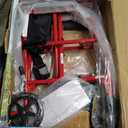 Medline Ultra Lightweight Transport Wheelchair for Adults, Foldable, 19-Inch Seat Width, Red Frame, Black Upholstery