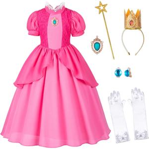 Pink Princess Dress for Girls - Princess Costume for Little Girls Dress Up with Accessories (3-4 Years)