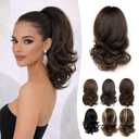 Curly Claw Clip Ponytail Extension Clip on Ponytail For Women 14 Inch Pony Tails Hair Extensions Clip in Ponytail (#5 Chocolate Brown)