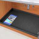 SIKADEER 34" x 22" Under Sink Mat Waterproof, Silicone Mat Kitchen Drawer Shelf and Cabinet Liner, Sink Protector for Kitchen Organizers and Storage, Boot Tray Pet Food Mats (Black)