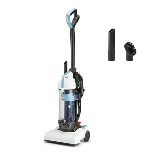 Amazon Basics Upright Bagless Vacuum Cleaner for Carpet and Hard Floors, With Crevice and Upholstery Tools, Detachable Handle, Lightweight (8.4 lbs), 1.7L Dust Cup, 720W, 25ft Cord, Black/White