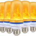 Smaller LED Flame Light Bulbs,4 Modes Flickering Halloween Light Bulbs for Outdoor Decoration with Gravity Sensor,E26 Base Fire Effect Light Bulb for Halloween Decor (Yellow-6Pack)