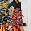 Nmoder Casual Dresses for Women Semi Formal Fit and Flare 3/4 Sleeve A-line Church Work Dress with Pockets (M)