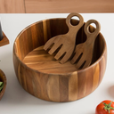 SullyHÔME 12" Acacia Wood Salad Bowl with Serving Spoons