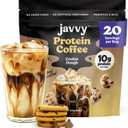 Javvy Protein Iced Coffee - Premium Whey Protein & Iced Coffees, 100% Natural Cold Brew, Zero Artificial Flavors & Sweeteners, 80mg Caffeine, No Added Sugar, 20 Servings, Cookie Dough, 1 Pack, EXP: 05/2028