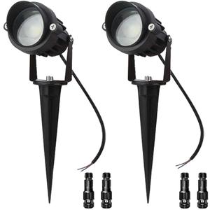 LAVAED 10W LED Landscape Lights 12V Outdoor Spotlight with Connectors Low Voltage Landscape Lighting Warm White Waterproof Yard Uplight(2Pack)