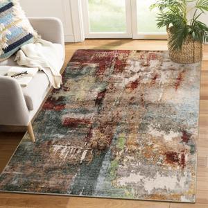 Lahome Modern Abstract Area Rug - 4x6 Washable Rugs for Living Room Bedroom Dining Room, Contemporary Indoor Floor Carpet for Kitchen Laundry Room Entryway Home Office (Red/Multi)