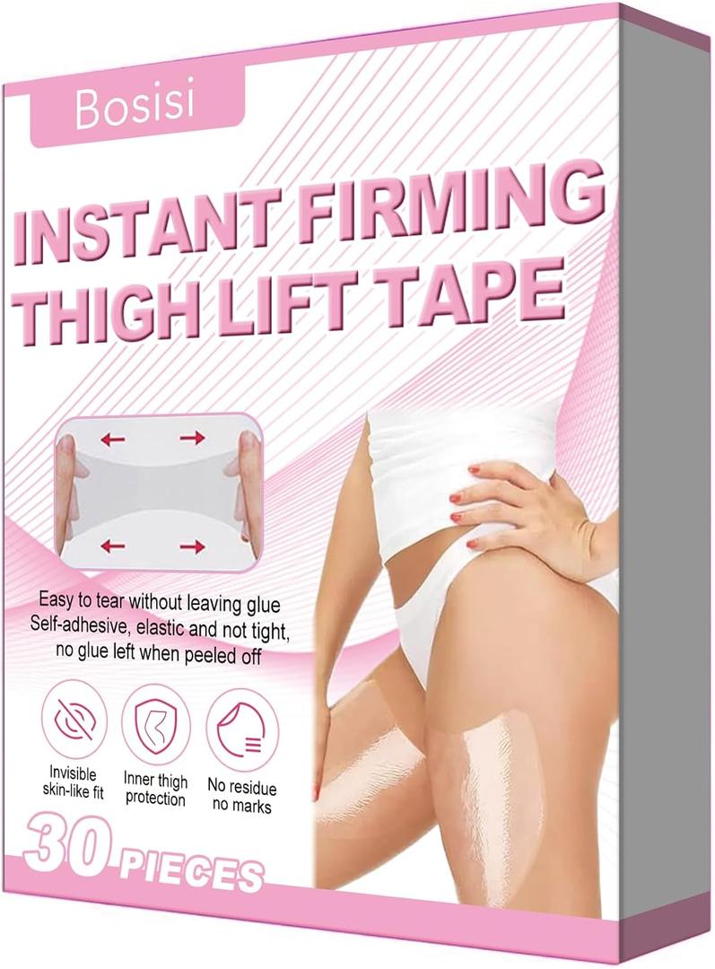 2 x Bosisi Thigh Lift Tape,Leg Antifrlc Tion Stickers, 2025 New Transparent Anti-Friction Patch,Thigh Lift Tape Transparent,Anti-Chafing Skin liftingand Firming, reducingthigh Friction (30PCS)