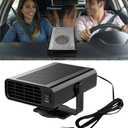 Car Heater, 12V 150W Fast Heating Windshield Defogger and Defroster, 2 in 1 Portable Heating & Cooling Fan, 360° Rotatable Heater with Plug-in Cigarette Lighter (Black)