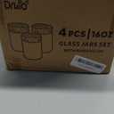 DRKIO 16 Oz Overnight Oats Containers with Bamboo Lids - 4 Pack Glass Storage Jars with Airtight Lids Wide Mouth Mason Food Jars Great for Meal Prep Salad Chia Pudding Snacks Yogurt Sugar Spice Cereal
