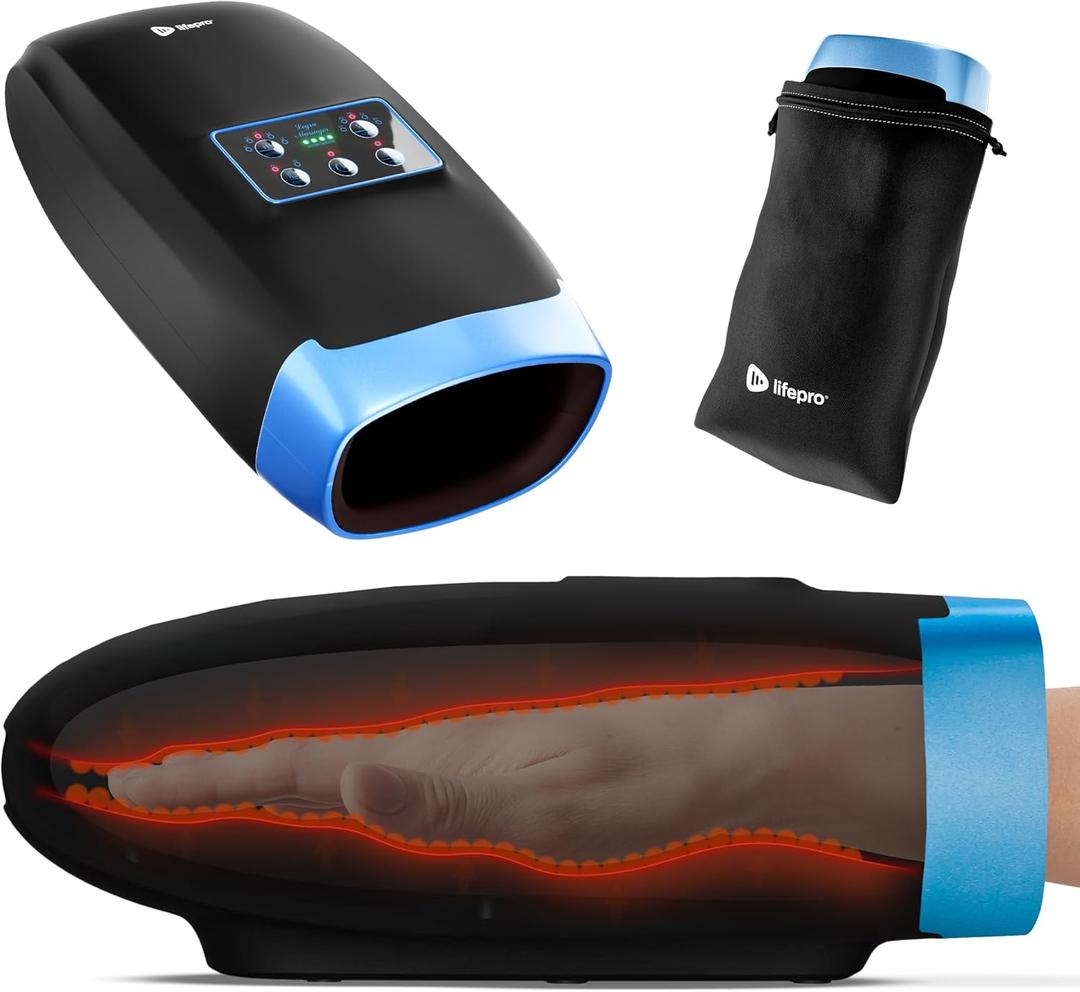 LifePro Legra Hand Massager with Heat and Compression - Finger, Wrist, and Palm Massager with 5 Modes - Pressure Point Therapy for Sensitive Hands, Relaxation, and Comfort
