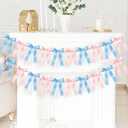 NatNarr 2 Pcs Gender Reveal Party Decor, Pink and Blue Garland Banner Satin Ribbon Party Decorations Pre-Strung Bow Decor Banner for Baby Shower Wedding Birthday Parties