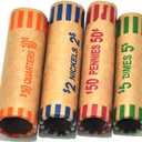 L LIKED 512 Assorted Preformed Coin Wrappers, Quarters, Pennies, Nickels and Dimes (512 Assorted)