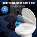 Clirass Efficient Gravity-Flush RV Toilet with Quiet-Close, Triple-Jet Flush with Adjustable Water Level, Standard Height and Foot Pedal for RVs, Trailers, and Campers