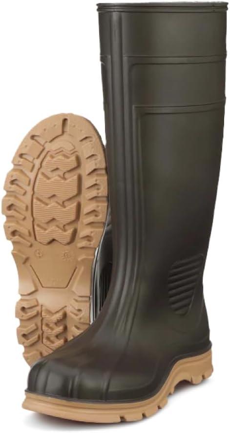 Heartland Barnyard 15 Agricultural Waterproof Work Boots for Men and Women - Lightweight PVC Boots with Comfort Footbed & Self-Cleaning Traction Outsole (Brown - Plain Toe), Size: 5 Men/7 Women