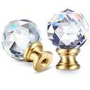 Mudder 2 Pieces Crystal Lamp Finials Decorative Lamp Shade Screw Cap Clear Top Knob with Polished Chrome Base 1-3/4 Inches Diamond Knob(Gold Base)