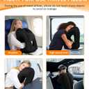 Sunany Travel Pillow, Inflatable Neck Pillow Used for Airplanes/Cars/Buses/Trains/Office Napping with Eye Mask/Earplugs (Balck)