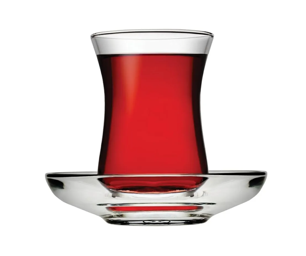 Pasabahce Premium Turkish Tea Cups and Saucers, Set of 6, Perfect for Tea Party, Gifts, Housewarming, Weddings, Anniversary