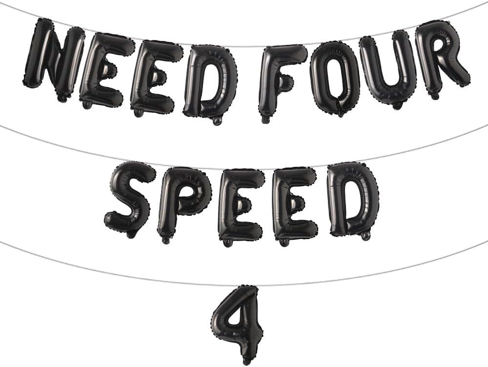 Need Four Speed 4 Birthday Decoration Need Four Speed Balloons Backdrop Racing Car 4th Birthday Decoration Boys Race Car Themed 4th Birthday Party Supplies (NEED FOUR SPEED 4 Black)