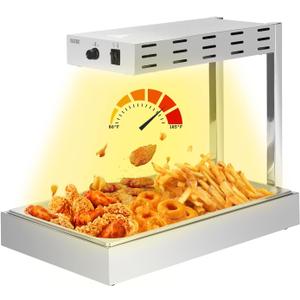 French Fry Warmer, Commercial Heat Light Food Warmer Thermostable Food Heating Lamp for Chips, Stainless Steel Free-Standing Infrared Heating Dump Station