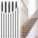 50 Pack 44'' Wrought Iron Baluster, Hollow Straight Bar Metal Baluster for Decks, Iron Balusters for Staircase Interior Decorative Stair Deck Railing 1/2-inch Satin Black Deck Spindles