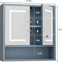 Bathroom Medicine Cabinet with Mirror, Lighted Storage Cabinet Wall Mounted with Doors & Adjustable Wood Shelf, Modern Bathroom Mirror with LED Lights Defogger for Makeup Laundry/Living Room, Grey