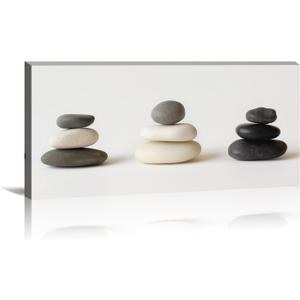 Zen Canvas Wall Art Calm Peaceful Spa Decor Relaxing Painting Prints Three Balancing Zen Stones Picture for Bathroom Spiritual Room Home Decor Framed(Picture-1,12.00"x24.00")