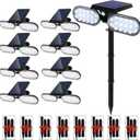 EMANER Motion Lights Solar Powered, Outdoor Solar Flood Lights, Stay On or Motion On/Off, Dusk to Dawn Security Solar Light, Landscape Spotlights for Garden Backyard Path, 8-Pack