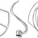 Stainless Steel Stand Mixer Attachments 3-Piece for KitchenAid 5.5-6 Qt Tilt Head Stand Mixer. Includes 6 Wire Whisk, Flat Beater, Dough Hook for KitchenAid 6 Qt Mixer Bowl