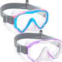 Vvinca Kids-Goggles with Nose Cover, Diving Mask Elastic Fabric Strap Anti Fog Anti Shattered Lens for Kids Swim Goggles 3-14 (03-pink Blue & Purple White)