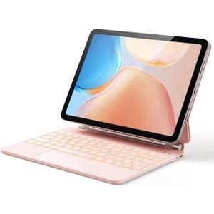 GreenLaw for iPad 11th(A16,2025)/10th(2022) Generation Case with Keyboard, Magic-Style Keyboard Stand, 7 Color Backlit, Stain-Resistant Surface, Multi-Touch Trackpad, Blush Pink