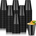 Lounsweer 100 Pack 16 oz Graduation Plastic Cups Party Supplies Disposable Drinking Water Cups for Wedding Birthday Beer Taste Serving Snack Sample Tastings Barbecues Picnic(Black)
