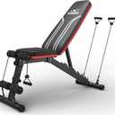 FLYBIRD Foldable Weight Bench with Resistance Bands, 8 Backrests Fast Adjustable FID for Home Gym Full Body Workout, Easy to Storage for Small Apartment