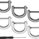 PATIKIL 9/16" D-Rings Screw in Shackle, 8 Pcs Horseshoe U Shape D Ring Zinc Alloy Semicircle Buckles Replacement for Purse Keychain Collar Accessories Craft, Silver/Black
