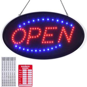 KEBE LED Open Sign, 23" x 14" Large High Visibility Advertisement Board Bright Electric Display Sign Flashing Light for Walls Business Window Bar Shop Hotel
