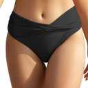SHEKINI Women's Bikini Bottom Twist Front Cheeky Swimsuit Ruched Bathing Suit Bottoms Size M