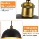 Pendant Lights for Kitchen Island, 11.8" Black and Gold Farmhouse Pendant Light, Dome Pendant Light Fixtures for Dining Room, Living Room, Bedroom, Cafe, Bar, 2 Pack