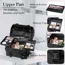 Stagiant Professional Rolling Makeup Case Soft Sided Cosmetology Organizer Wheeled Nylon Train Case Portable Travel Supply Station for Makeup Artist Nail Technician Hair Stylist Crafters (EXP 05/24/29)