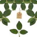 100 Pcs Artificial Flowers Green Leaf Bulk Faux Greenery Silk Fake Rose Leaves Bouquet Garland Wreath Floral Arrangement Supplie DIY Craft (1 Stem with 3 Medium-Leaf Green)